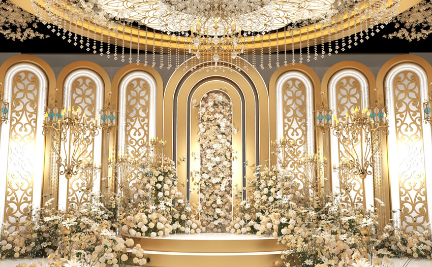 兴城香槟色调婚礼堂效果展示